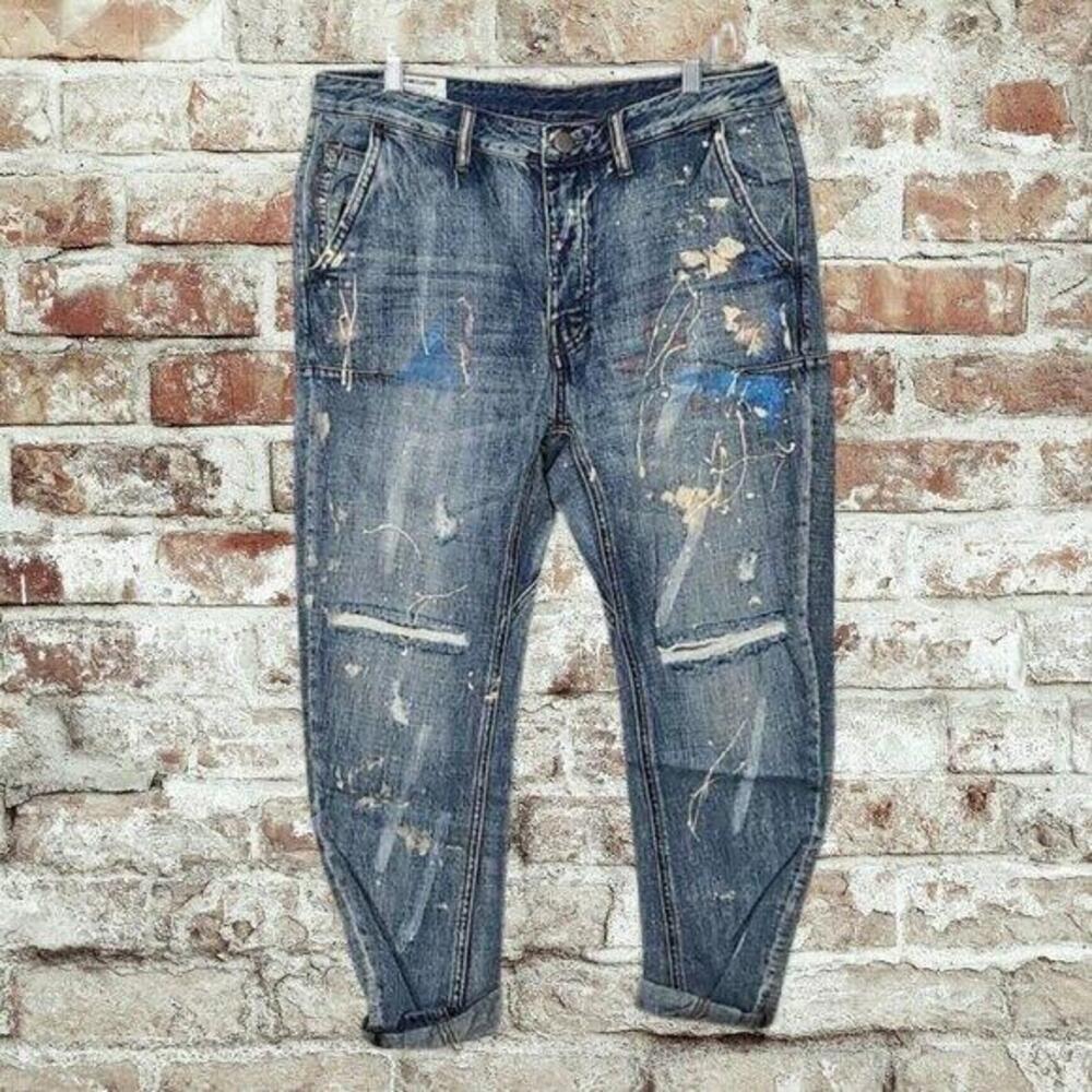 2/$50 Man X OneTeaspoon Distressed Blue Suede Mr Browns Jeans 33L